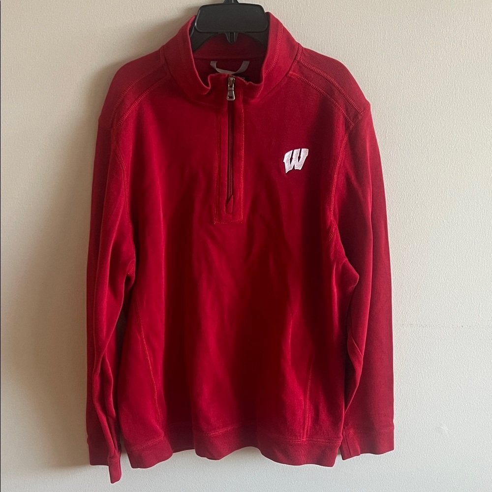 Wisconsin Red Quarter-Zip Men's Sweater